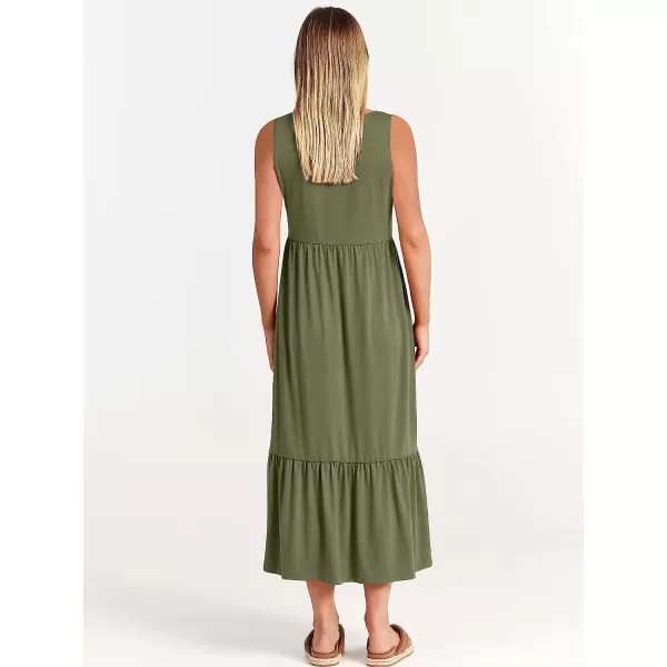 imageANRABESS Womens Summer Casual Sleeveless Crewneck Swing Sundress Fit amp Flare Flowy Tiered Maxi Dress with PocketsOlive