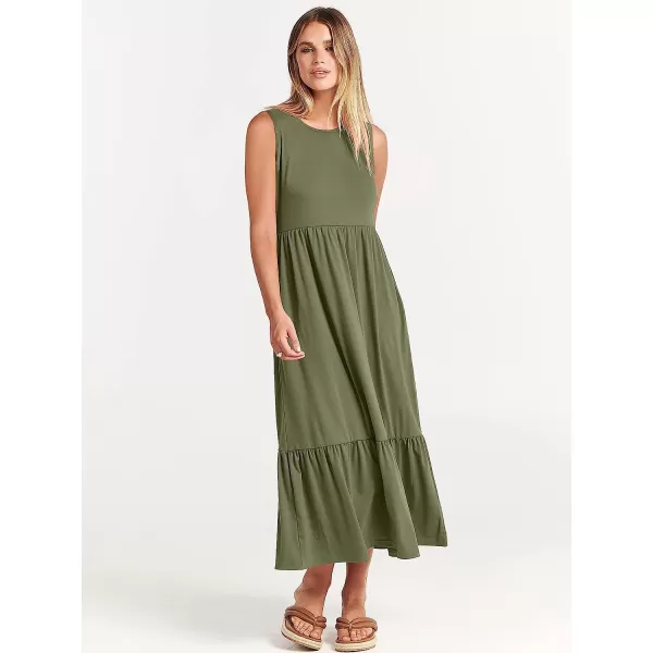 imageANRABESS Womens Summer Casual Sleeveless Crewneck Swing Sundress Fit amp Flare Flowy Tiered Maxi Dress with PocketsOlive