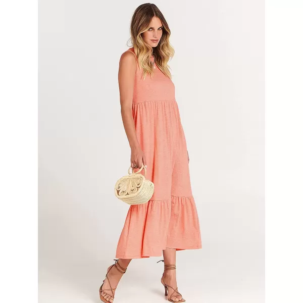 imageANRABESS Womens Summer Casual Sleeveless Crewneck Swing Sundress Fit amp Flare Flowy Tiered Maxi Dress with PocketsPink