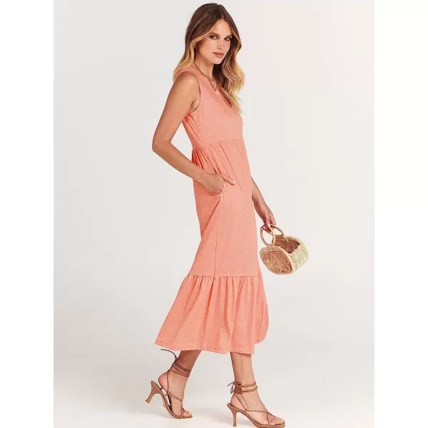 imageANRABESS Womens Summer Casual Sleeveless Crewneck Swing Sundress Fit amp Flare Flowy Tiered Maxi Dress with PocketsPink