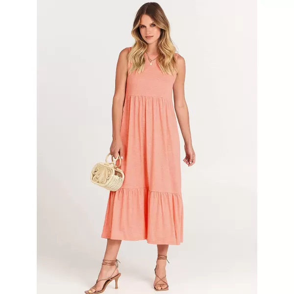 imageANRABESS Womens Summer Casual Sleeveless Crewneck Swing Sundress Fit amp Flare Flowy Tiered Maxi Dress with PocketsPink