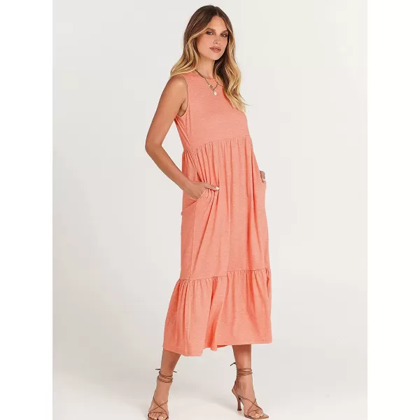 imageANRABESS Womens Summer Casual Sleeveless Crewneck Swing Sundress Fit amp Flare Flowy Tiered Maxi Dress with PocketsPink