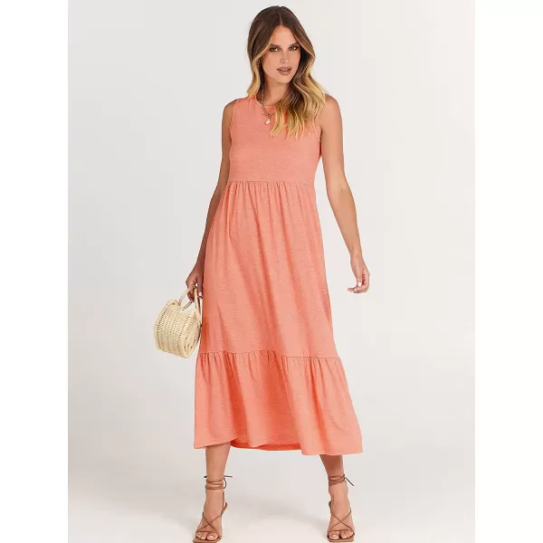 imageANRABESS Womens Summer Casual Sleeveless Crewneck Swing Sundress Fit amp Flare Flowy Tiered Maxi Dress with PocketsPink