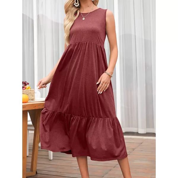 imageANRABESS Womens Summer Casual Sleeveless Crewneck Swing Sundress Fit amp Flare Flowy Tiered Maxi Dress with PocketsRed