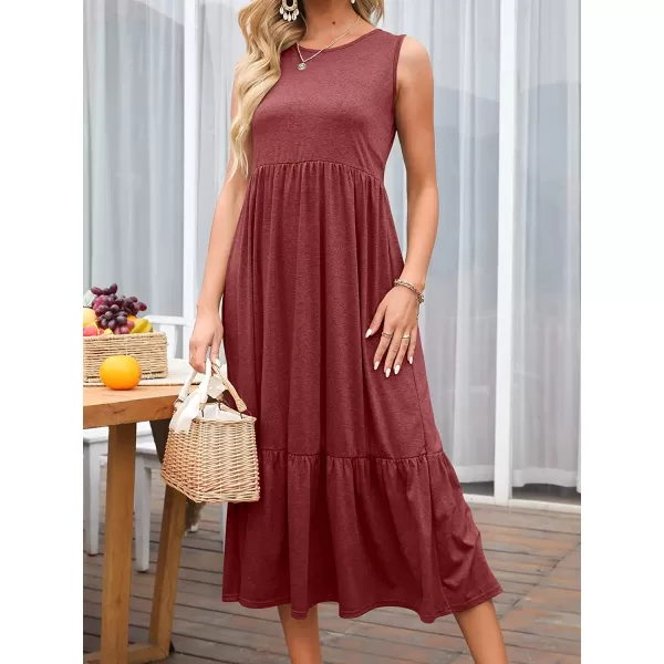imageANRABESS Womens Summer Casual Sleeveless Crewneck Swing Sundress Fit amp Flare Flowy Tiered Maxi Dress with PocketsRed