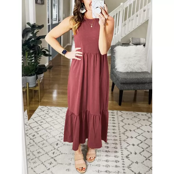 imageANRABESS Womens Summer Casual Sleeveless Crewneck Swing Sundress Fit amp Flare Flowy Tiered Maxi Dress with PocketsRed