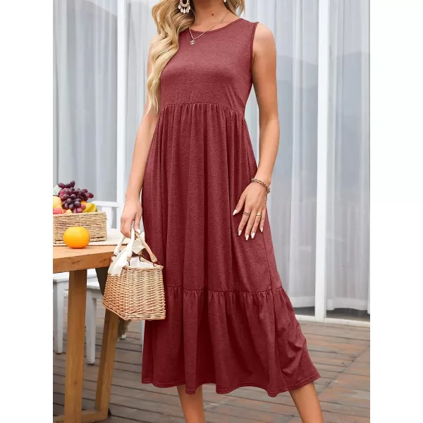 imageANRABESS Womens Summer Casual Sleeveless Crewneck Swing Sundress Fit amp Flare Flowy Tiered Maxi Dress with PocketsRed