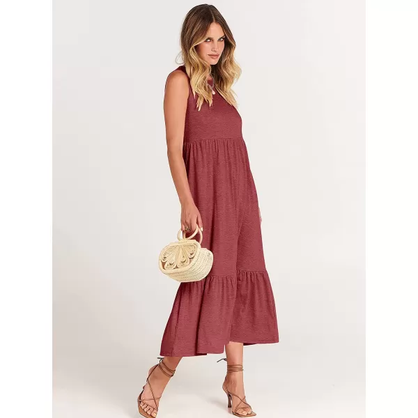imageANRABESS Womens Summer Casual Sleeveless Crewneck Swing Sundress Fit amp Flare Flowy Tiered Maxi Dress with PocketsRed