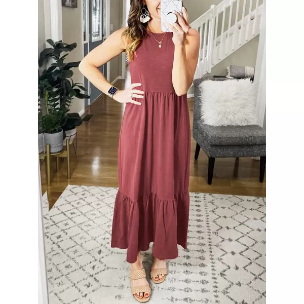 imageANRABESS Womens Summer Casual Sleeveless Crewneck Swing Sundress Fit amp Flare Flowy Tiered Maxi Dress with PocketsRed