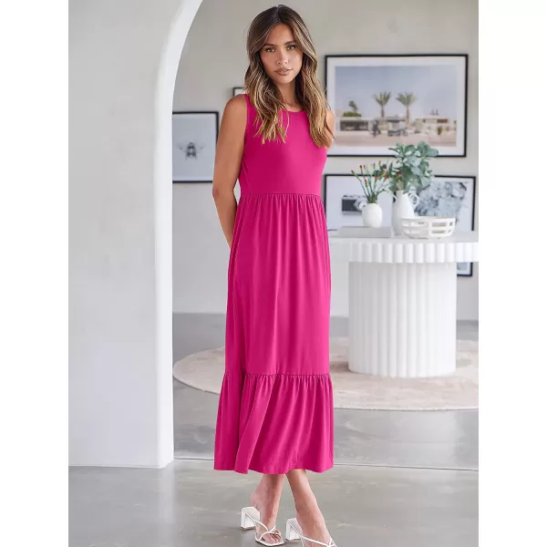 imageANRABESS Womens Summer Casual Sleeveless Crewneck Swing Sundress Fit amp Flare Flowy Tiered Maxi Dress with PocketsRose
