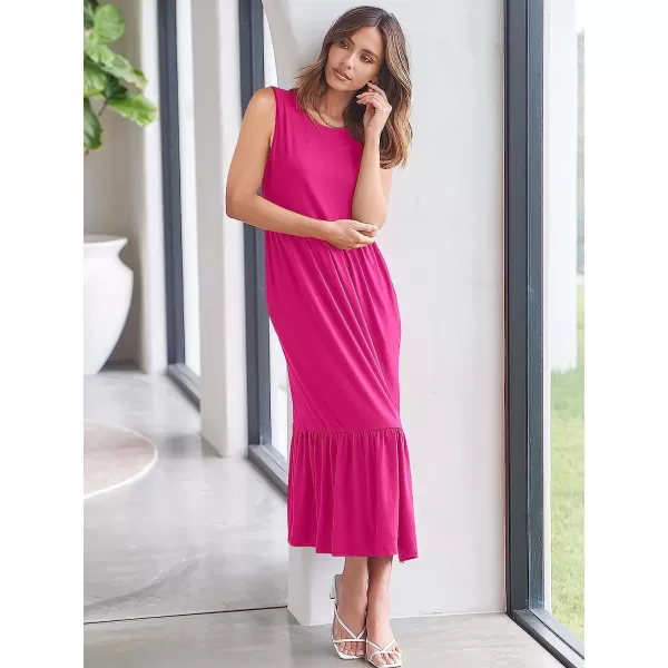 imageANRABESS Womens Summer Casual Sleeveless Crewneck Swing Sundress Fit amp Flare Flowy Tiered Maxi Dress with PocketsRose