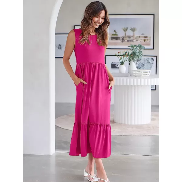 imageANRABESS Womens Summer Casual Sleeveless Crewneck Swing Sundress Fit amp Flare Flowy Tiered Maxi Dress with PocketsRose