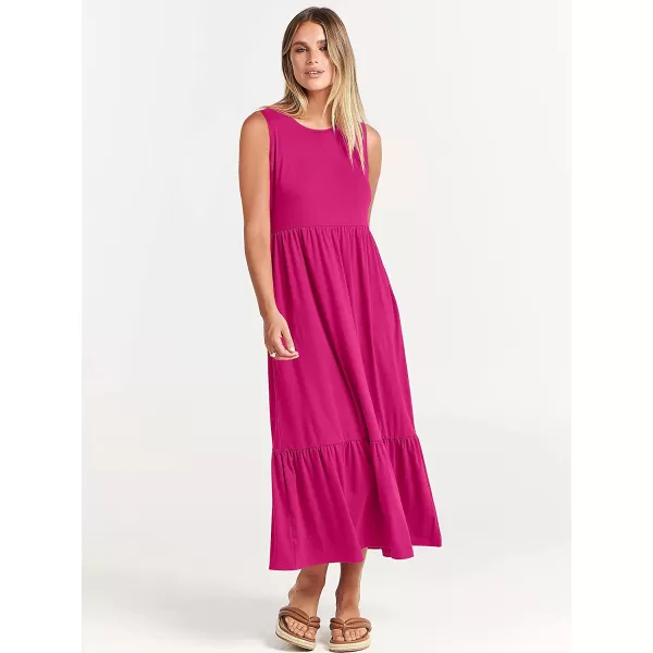 imageANRABESS Womens Summer Casual Sleeveless Crewneck Swing Sundress Fit amp Flare Flowy Tiered Maxi Dress with PocketsRose