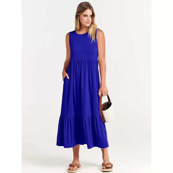 imageANRABESS Womens Summer Casual Sleeveless Crewneck Swing Sundress Fit amp Flare Flowy Tiered Maxi Dress with PocketsRoyal Blue