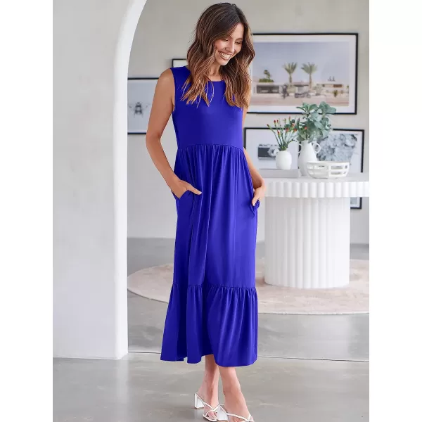 imageANRABESS Womens Summer Casual Sleeveless Crewneck Swing Sundress Fit amp Flare Flowy Tiered Maxi Dress with PocketsRoyal Blue