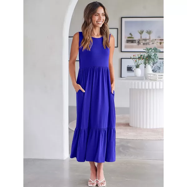 imageANRABESS Womens Summer Casual Sleeveless Crewneck Swing Sundress Fit amp Flare Flowy Tiered Maxi Dress with PocketsRoyal Blue