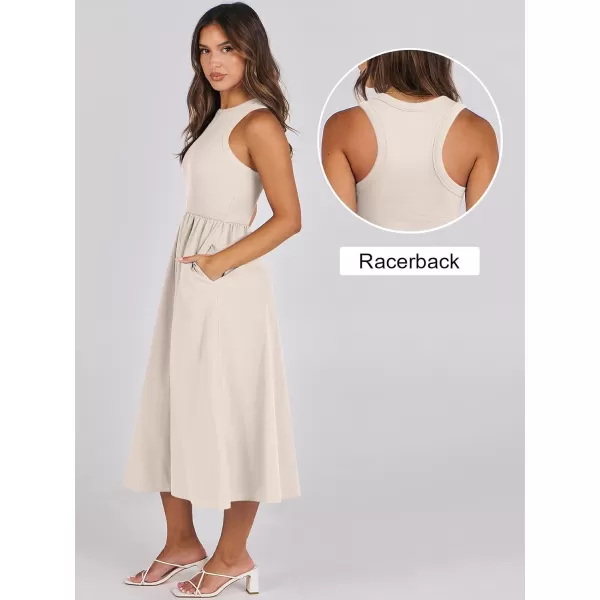 imageANRABESS Womens Summer Casual Sleeveless Midi Sundress Knit High Neck Tank Top Racerback Flowy Dresses with PocketsWhite