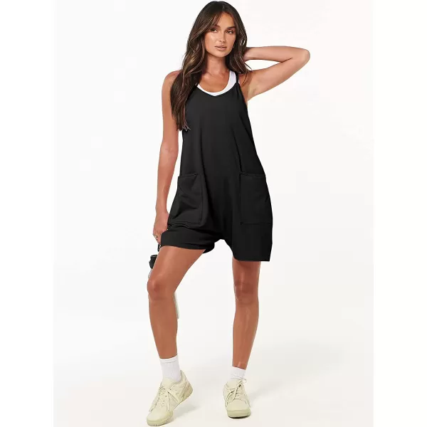 imageANRABESS Womens Summer Casual Sleeveless Rompers Loose Spaghetti Strap Shorts Jumpsuit with Pockets01black