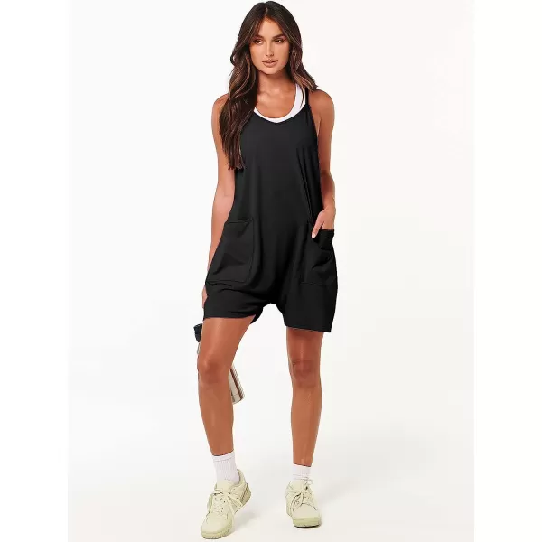imageANRABESS Womens Summer Casual Sleeveless Rompers Loose Spaghetti Strap Shorts Jumpsuit with Pockets01black