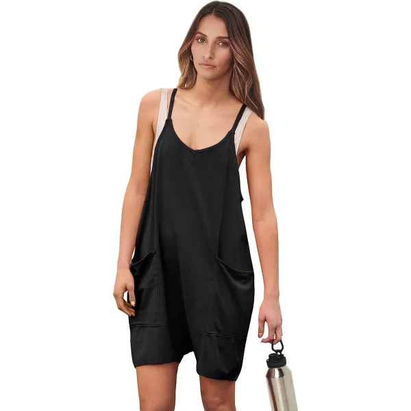 imageANRABESS Womens Summer Casual Sleeveless Rompers Loose Spaghetti Strap Shorts Jumpsuit with Pockets01black