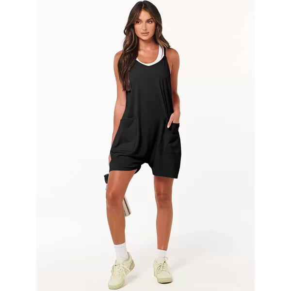 imageANRABESS Womens Summer Casual Sleeveless Rompers Loose Spaghetti Strap Shorts Jumpsuit with Pockets01black