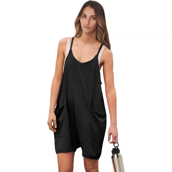 imageANRABESS Womens Summer Casual Sleeveless Rompers Loose Spaghetti Strap Shorts Jumpsuit with Pockets01black