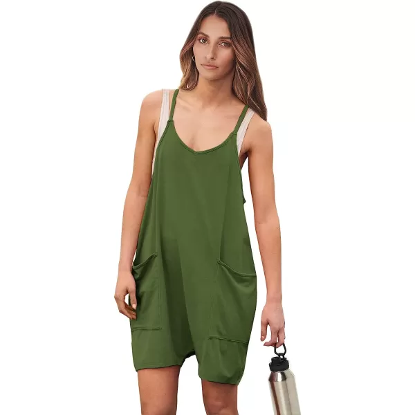 imageANRABESS Womens Summer Casual Sleeveless Rompers Loose Spaghetti Strap Shorts Jumpsuit with Pockets06green