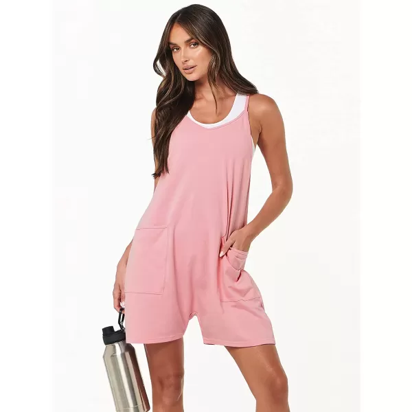 imageANRABESS Womens Summer Casual Sleeveless Rompers Loose Spaghetti Strap Shorts Jumpsuit with Pockets08pink