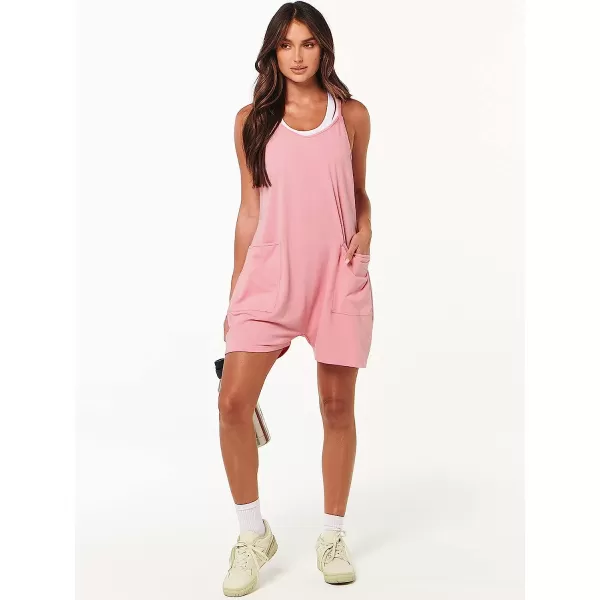 imageANRABESS Womens Summer Casual Sleeveless Rompers Loose Spaghetti Strap Shorts Jumpsuit with Pockets08pink