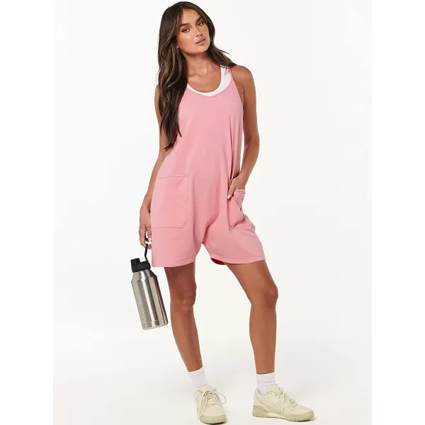 imageANRABESS Womens Summer Casual Sleeveless Rompers Loose Spaghetti Strap Shorts Jumpsuit with Pockets08pink