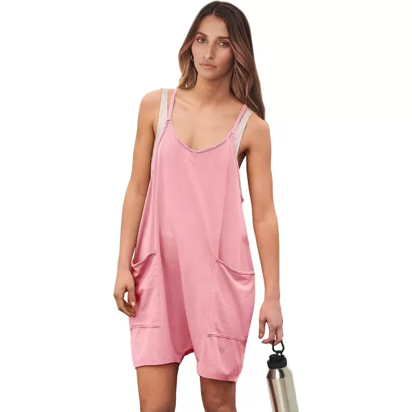imageANRABESS Womens Summer Casual Sleeveless Rompers Loose Spaghetti Strap Shorts Jumpsuit with Pockets08pink