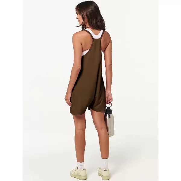 imageANRABESS Womens Summer Casual Sleeveless Rompers Loose Spaghetti Strap Shorts Jumpsuit with Pockets13coffee