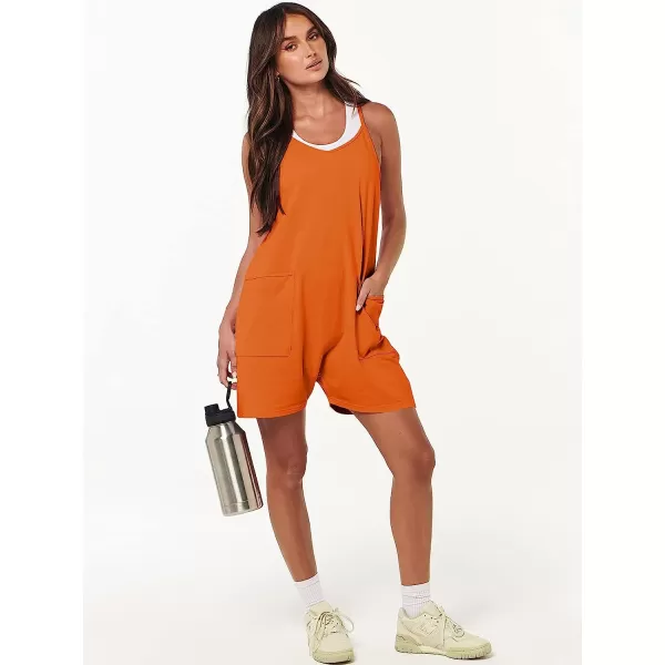 imageANRABESS Womens Summer Casual Sleeveless Rompers Loose Spaghetti Strap Shorts Jumpsuit with Pockets14orange