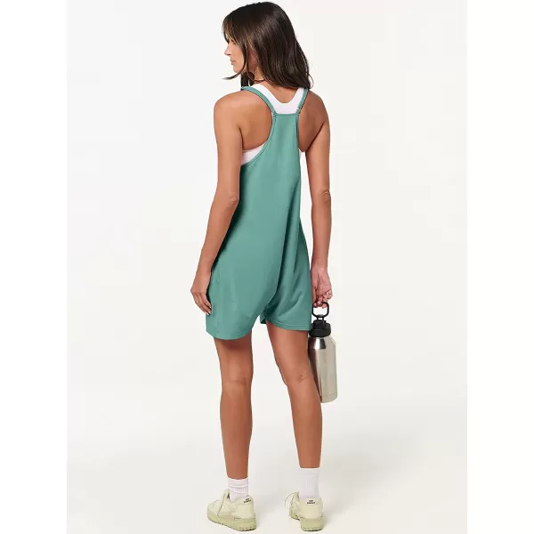 imageANRABESS Womens Summer Casual Sleeveless Rompers Loose Spaghetti Strap Shorts Jumpsuit with Pockets16cyan
