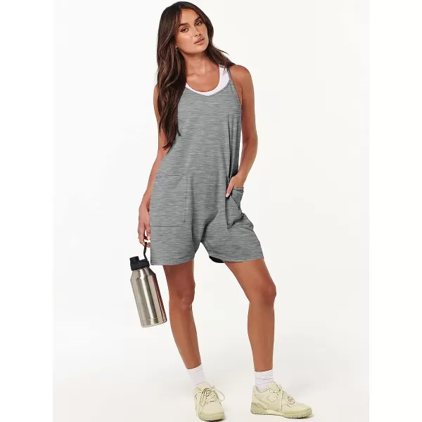 imageANRABESS Womens Summer Casual Sleeveless Rompers Loose Spaghetti Strap Shorts Jumpsuit with Pockets17deep Grey