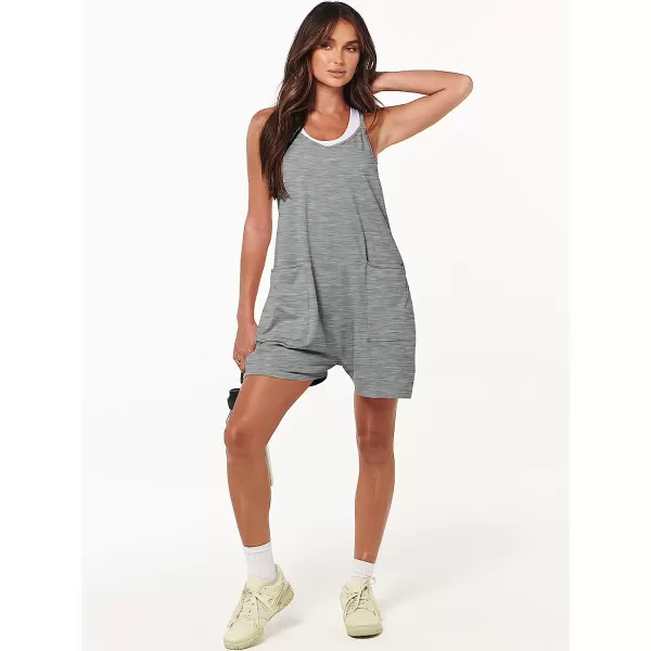 imageANRABESS Womens Summer Casual Sleeveless Rompers Loose Spaghetti Strap Shorts Jumpsuit with Pockets17deep Grey