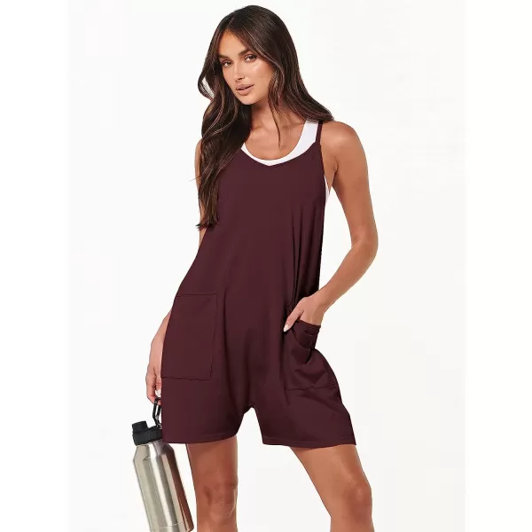 imageANRABESS Womens Summer Casual Sleeveless Rompers Loose Spaghetti Strap Shorts Jumpsuit with Pockets18burgundy
