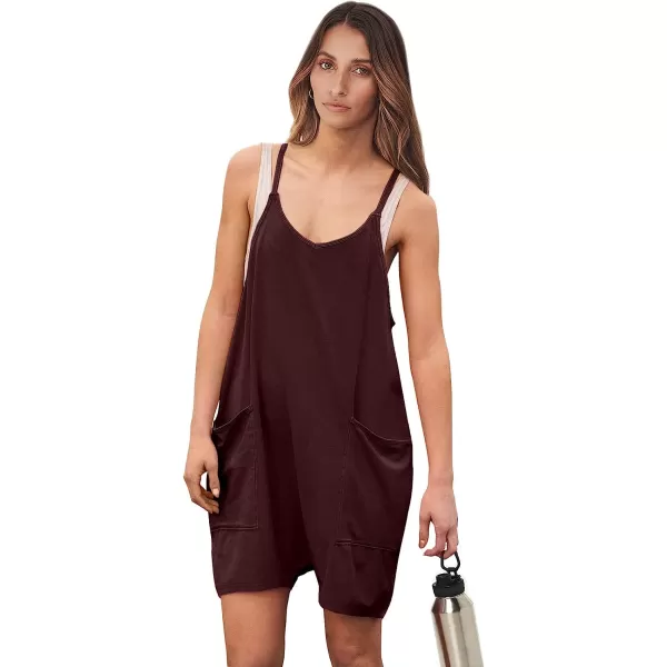 imageANRABESS Womens Summer Casual Sleeveless Rompers Loose Spaghetti Strap Shorts Jumpsuit with Pockets18burgundy