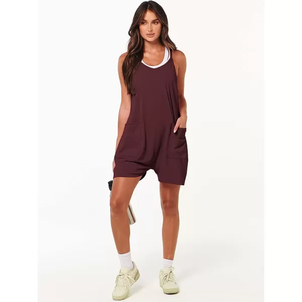 imageANRABESS Womens Summer Casual Sleeveless Rompers Loose Spaghetti Strap Shorts Jumpsuit with Pockets18burgundy