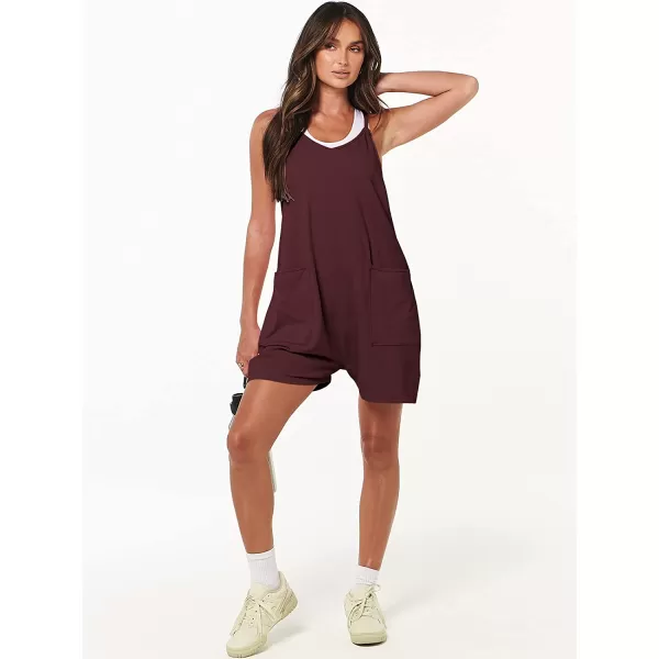 imageANRABESS Womens Summer Casual Sleeveless Rompers Loose Spaghetti Strap Shorts Jumpsuit with Pockets18burgundy
