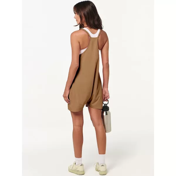imageANRABESS Womens Summer Casual Sleeveless Rompers Loose Spaghetti Strap Shorts Jumpsuit with Pockets19brown
