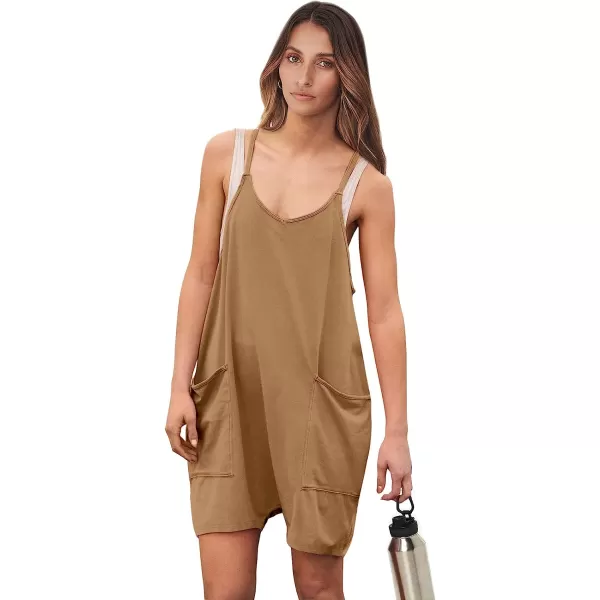 imageANRABESS Womens Summer Casual Sleeveless Rompers Loose Spaghetti Strap Shorts Jumpsuit with Pockets19brown