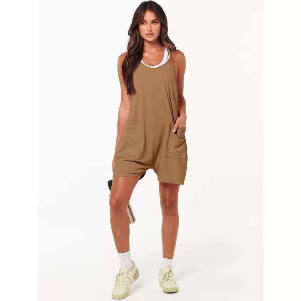 imageANRABESS Womens Summer Casual Sleeveless Rompers Loose Spaghetti Strap Shorts Jumpsuit with Pockets19brown