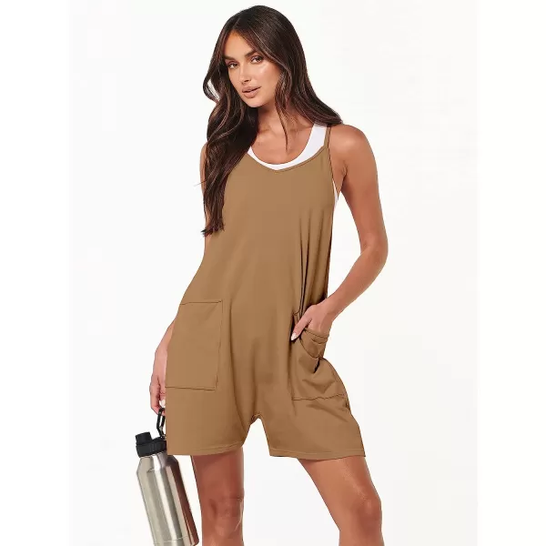 imageANRABESS Womens Summer Casual Sleeveless Rompers Loose Spaghetti Strap Shorts Jumpsuit with Pockets19brown