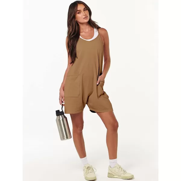 imageANRABESS Womens Summer Casual Sleeveless Rompers Loose Spaghetti Strap Shorts Jumpsuit with Pockets19brown