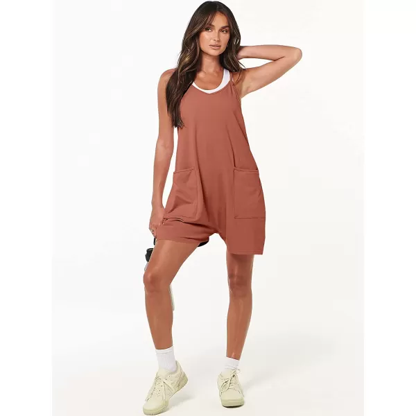 imageANRABESS Womens Summer Casual Sleeveless Rompers Loose Spaghetti Strap Shorts Jumpsuit with Pockets20rust