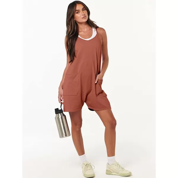 imageANRABESS Womens Summer Casual Sleeveless Rompers Loose Spaghetti Strap Shorts Jumpsuit with Pockets20rust