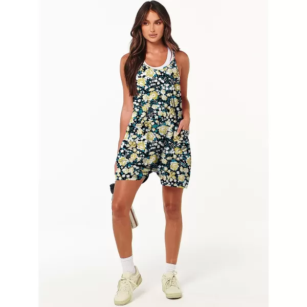 imageANRABESS Womens Summer Casual Sleeveless Rompers Loose Spaghetti Strap Shorts Jumpsuit with Pockets24yellow Rose