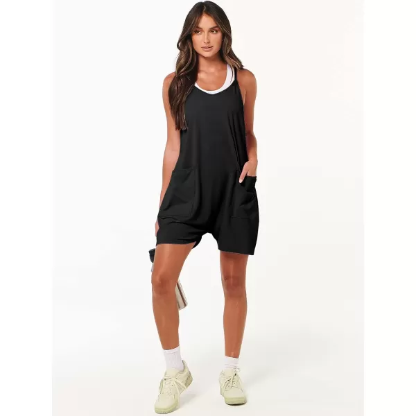 imageANRABESS Womens Summer Casual Sleeveless Rompers Loose Spaghetti Strap Shorts Overalls Jumpsuit with Pockets01black
