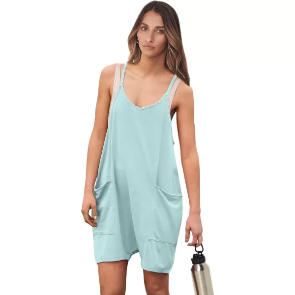 imageANRABESS Womens Summer Casual Sleeveless Rompers Loose Spaghetti Strap Shorts Overalls Jumpsuit with Pockets03mint Green